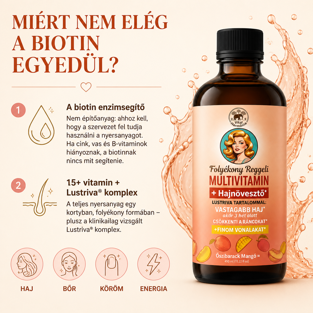 Hair Harmonia™ – Gyors, látható és tartós megoldás a hajhullásra, a vékonyodó hajvonalra és az élettelen hajra – 15+ vitaminnal és Lustriva® komplexszel