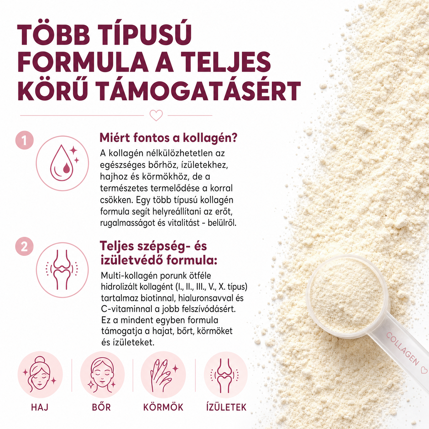 Collagen Harmonia™ 5 féle kollagén típus I II III V X összehasonlítás