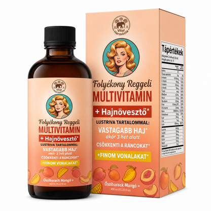Hair Harmonia™ - Folyékony Reggeli Multivitamin + Hajnövesztő - Vital Harmónia - üveg őszibarack-mangó