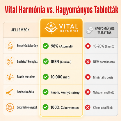 Hair Harmonia™ – Folyékony Multivitamin a dúsabb, erősebb hajért – 15+ vitamin, Biotin 10.000 mcg, Lustriva® hajnövesztő komplexszel